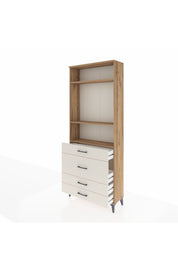 Arges Dolap 3 Raflı 4 Çekmeceli 88x30x221 Çam-Aytaşı