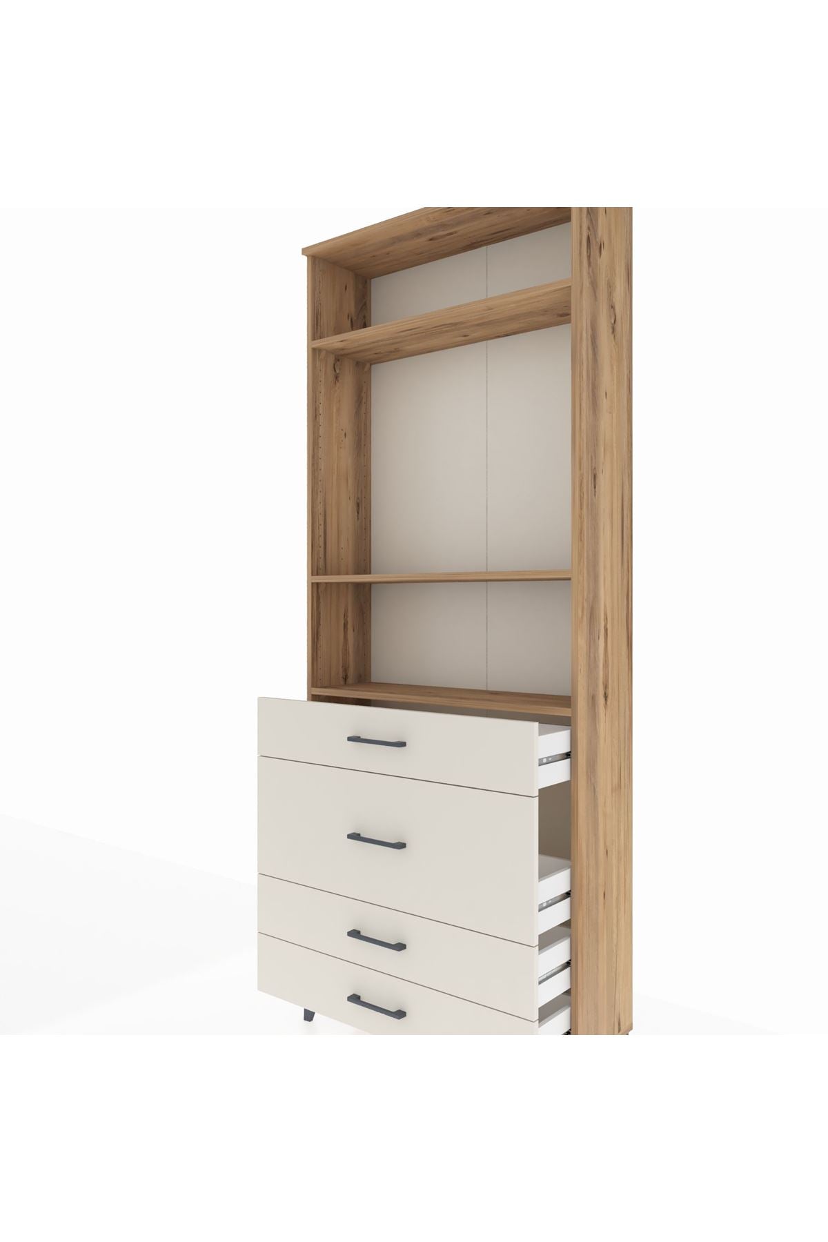 Arges Dolap 3 Raflı 4 Çekmeceli 88x30x221 Çam-Aytaşı