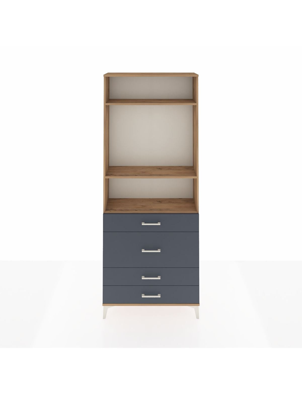 Arges Dolap 3 Raflı 4 Çekmeceli 88x30x221 Çam-Antrasit