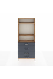 Arges Dolap 3 Raflı 4 Çekmeceli 88x30x221 Çam-Antrasit