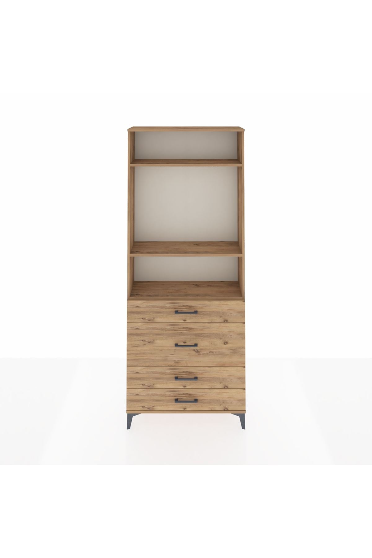 Arges Dolap 3 Raflı 4 Çekmeceli 88x30x221 Çam-Çam