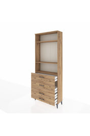 Arges Dolap 3 Raflı 4 Çekmeceli 88x30x221 Çam-Çam