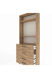 Arges Dolap 3 Raflı 4 Çekmeceli 88x30x221 Çam-Çam