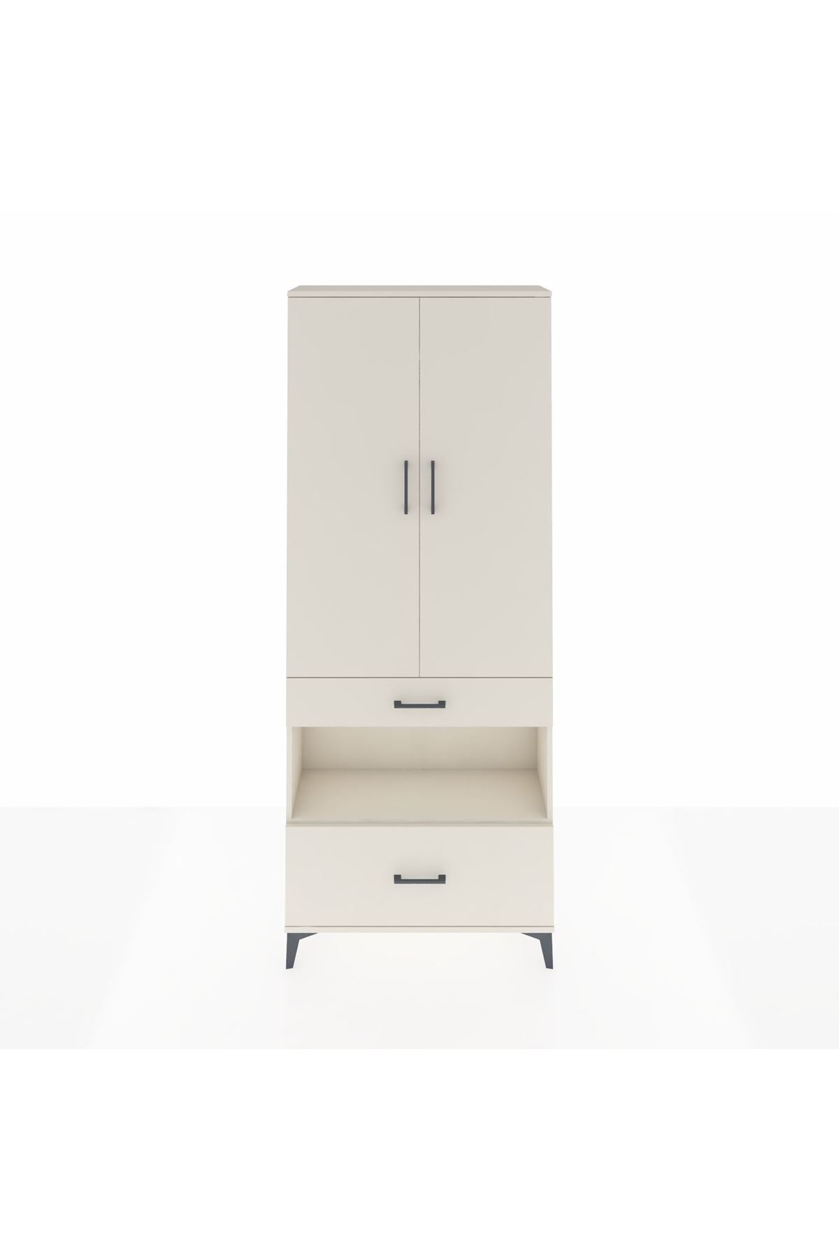 Arges Dolap 3 Raflı 2 Çekmeceli Tek Askılı 88x30x221 Aytaşı-Aytaşı