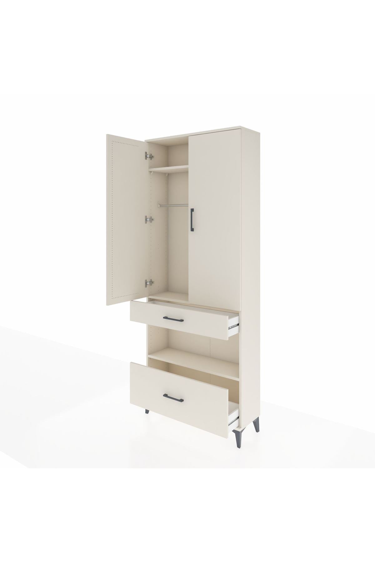 Arges Dolap 3 Raflı 2 Çekmeceli Tek Askılı 88x30x221 Aytaşı-Aytaşı