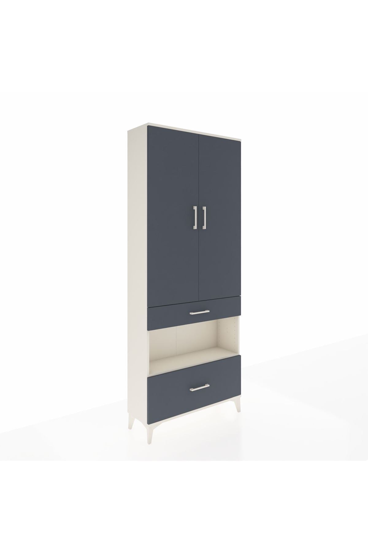 Arges Dolap 3 Raflı 2 Çekmeceli Tek Askılı 88x30x221 Aytaşı-Antrasit