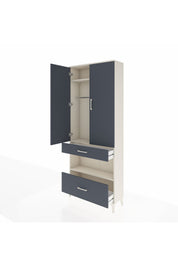 Arges Dolap 3 Raflı 2 Çekmeceli Tek Askılı 88x30x221 Aytaşı-Antrasit