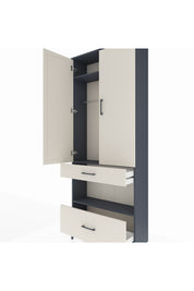 Arges Dolap 3 Raflı 2 Çekmeceli Tek Askılı 88x30x221 Antrasit-Aytaşı