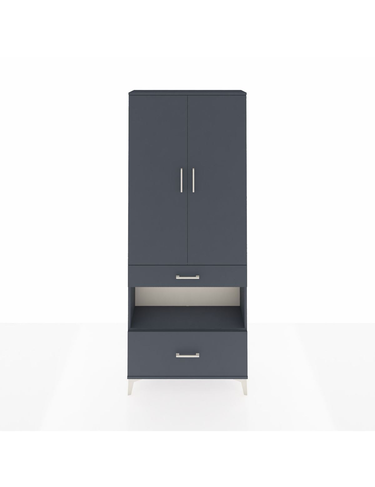 Arges Dolap 3 Raflı 2 Çekmeceli Tek Askılı 88x30x221 Antrasit-Antrasit