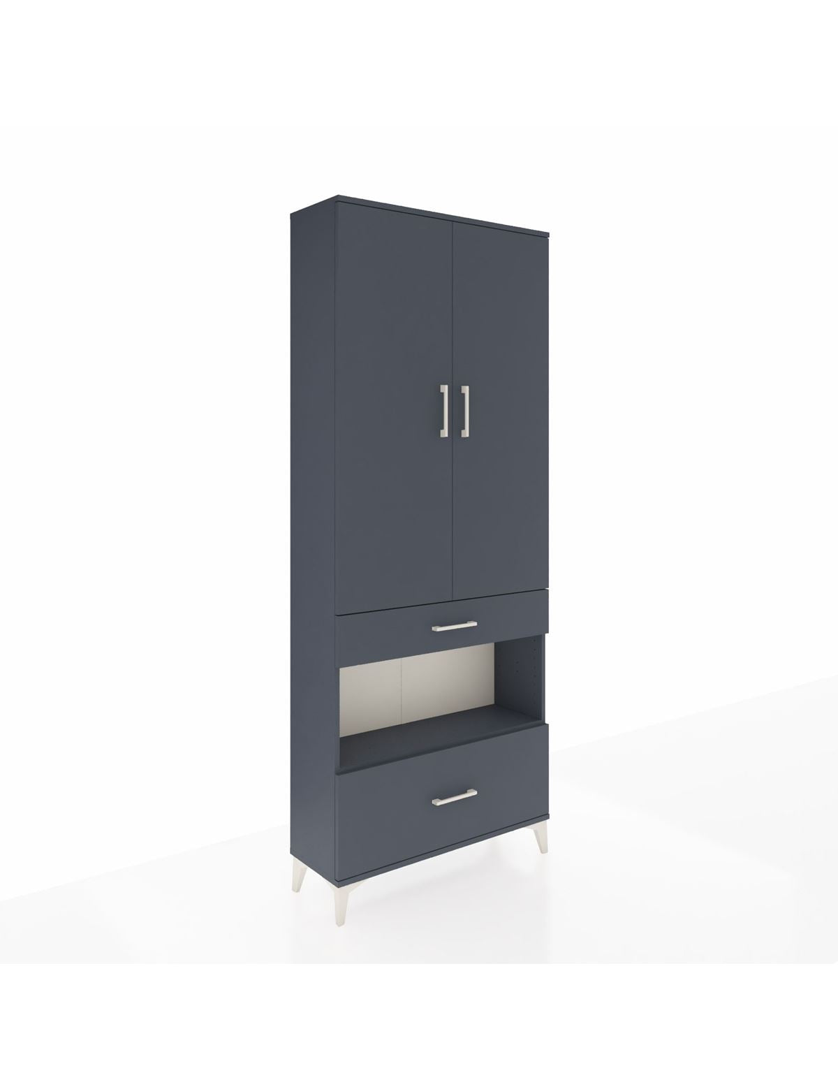 Arges Dolap 3 Raflı 2 Çekmeceli Tek Askılı 88x30x221 Antrasit-Antrasit