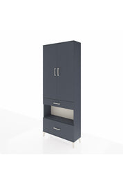 Arges Dolap 3 Raflı 2 Çekmeceli Tek Askılı 88x30x221 Antrasit-Antrasit