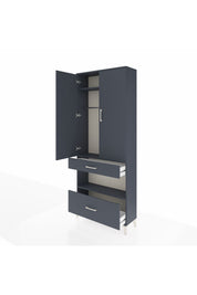 Arges Dolap 3 Raflı 2 Çekmeceli Tek Askılı 88x30x221 Antrasit-Antrasit
