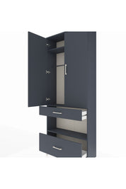 Arges Dolap 3 Raflı 2 Çekmeceli Tek Askılı 88x30x221 Antrasit-Antrasit