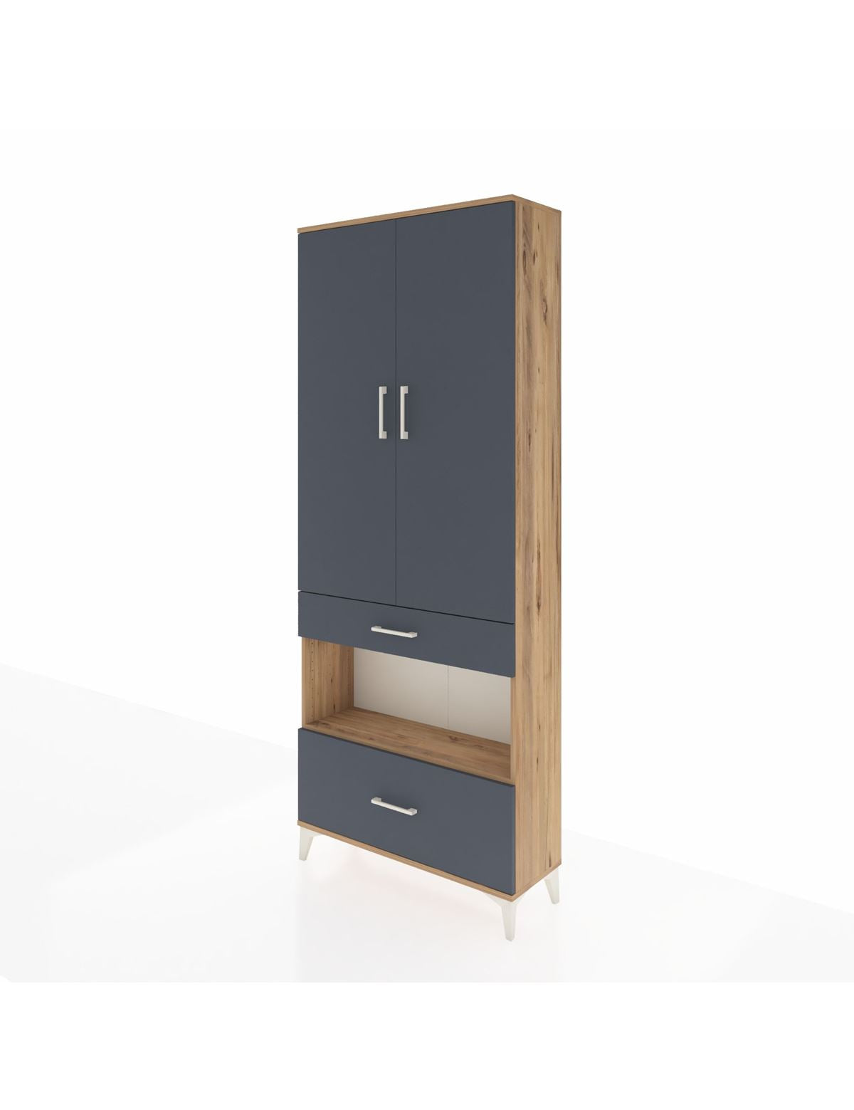 Arges Dolap 3 Raflı 2 Çekmeceli Tek Askılı 88x30x221 - S30M100V8A