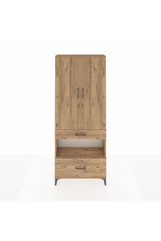 Arges Dolap 3 Raflı 2 Çekmeceli Tek Askılı 88x30x221 Çam-Çam