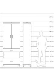 Arges Dolap 3 Raflı 2 Çekmeceli Tek Askılı 88x30x221 Çam-Çam