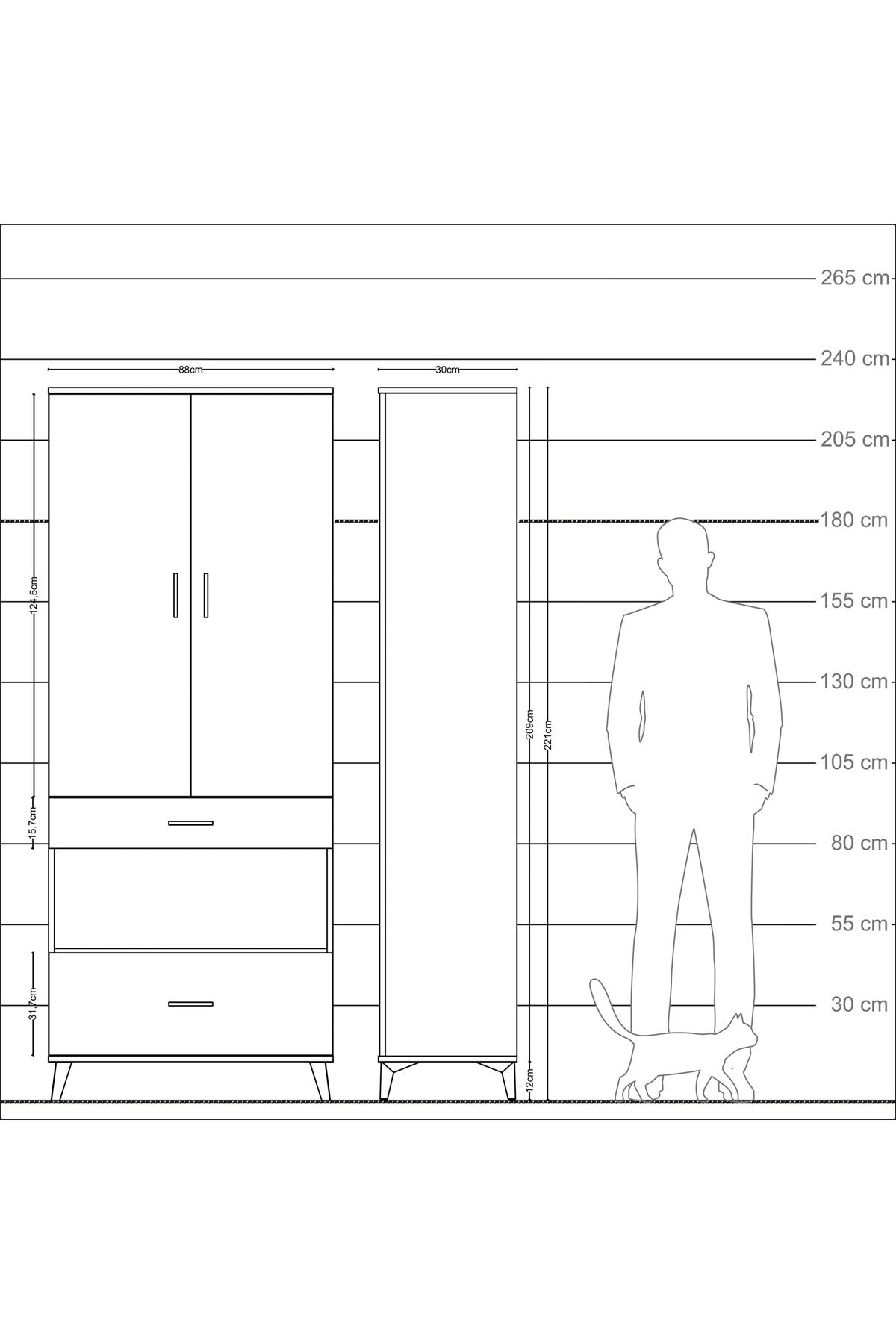 Arges Dolap 4 Raflı 2 Çekmeceli 2 Kapaklı 88x30x221 Aytaşı-Aytaşı