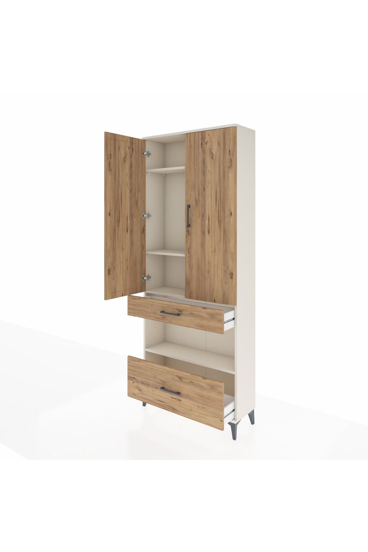 Arges Dolap 4 Raflı 2 Çekmeceli 2 Kapaklı 88x30x221 Aytaşı-Çam