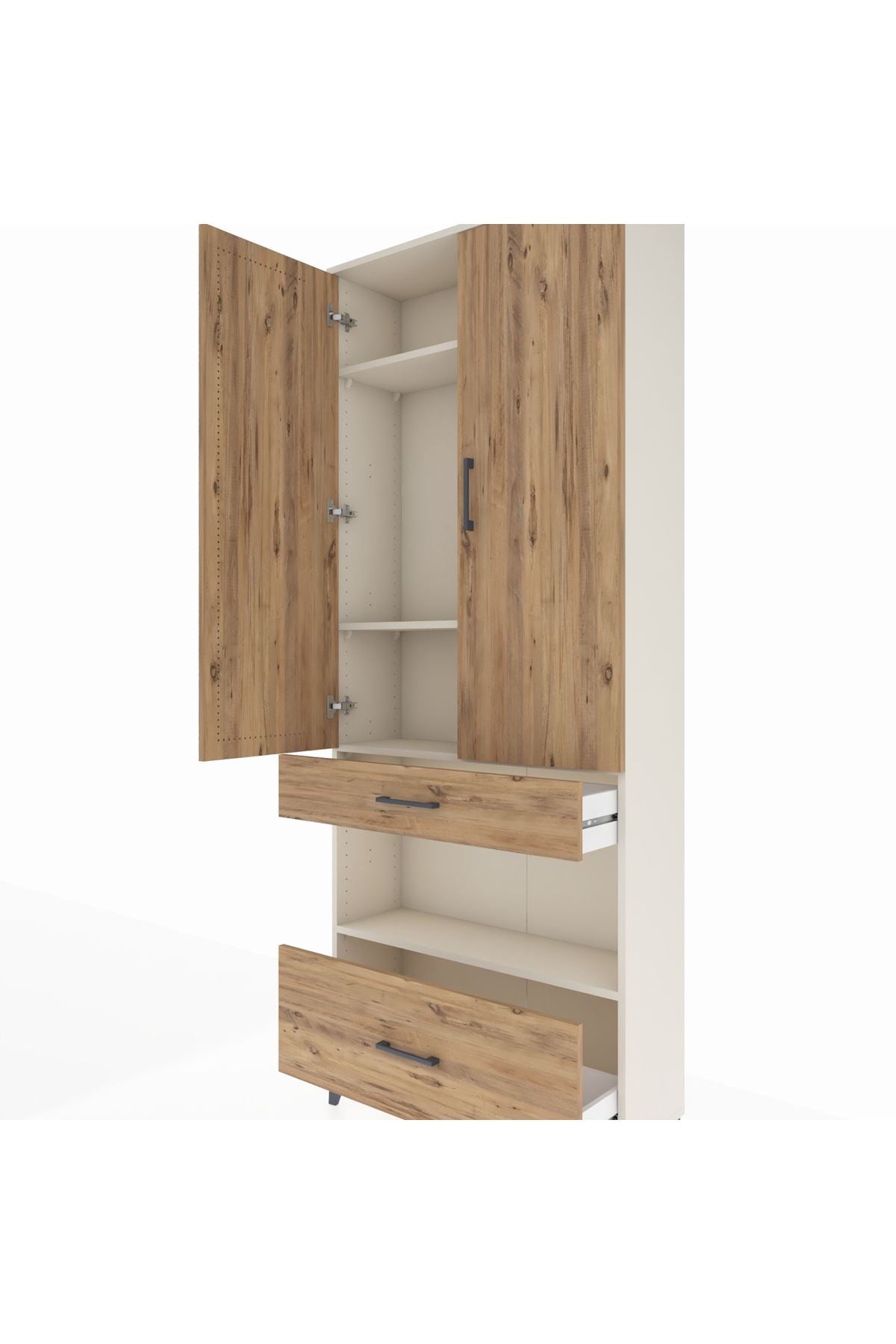 Arges Dolap 4 Raflı 2 Çekmeceli 2 Kapaklı 88x30x221 Aytaşı-Çam