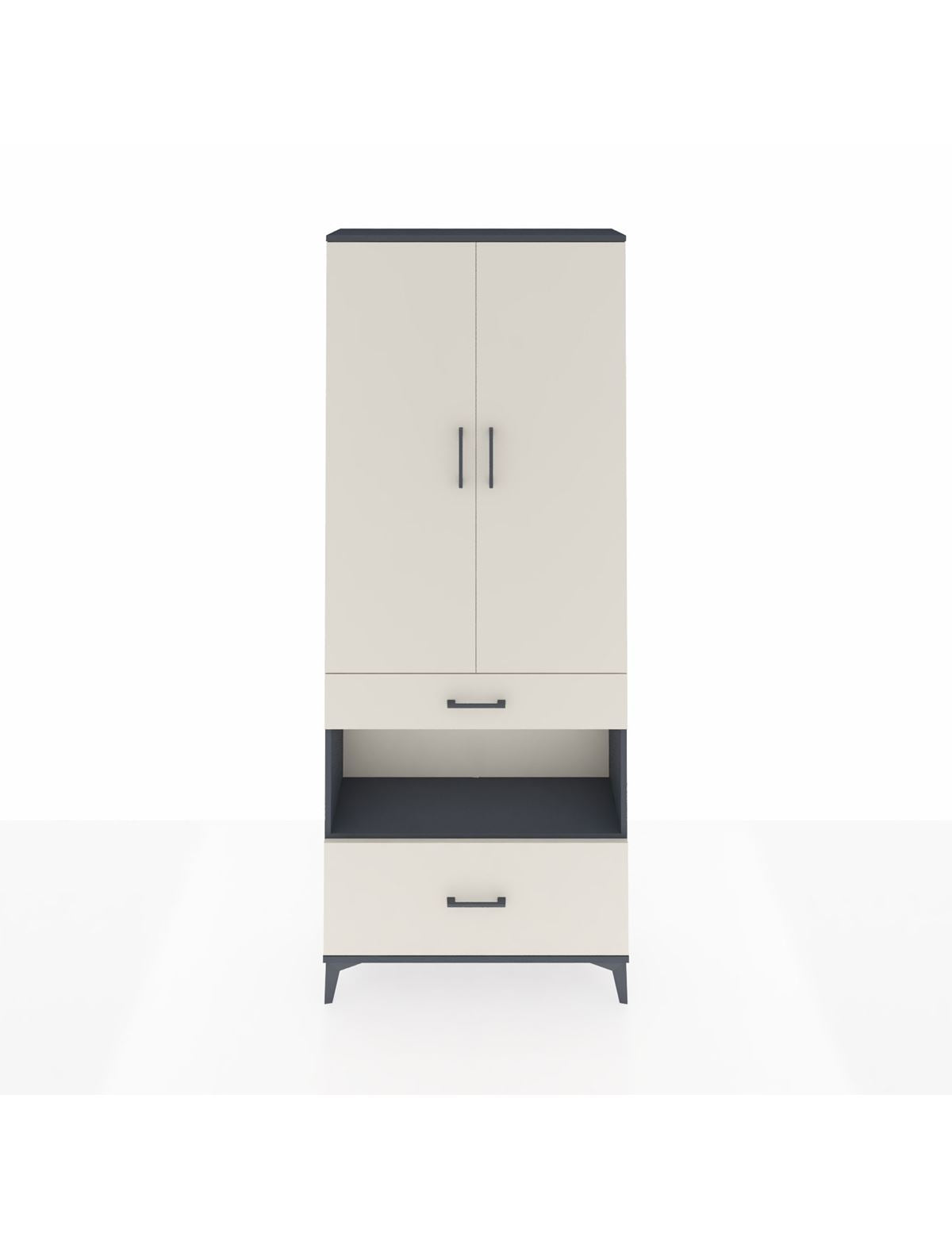 Arges Dolap 4 Raflı 2 Çekmeceli 2 Kapaklı 88x30x221 Antrasit-Aytaşı