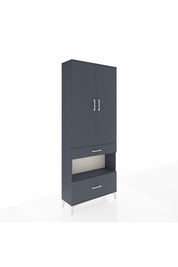 Arges Dolap 4 Raflı 2 Çekmeceli 2 Kapaklı 88x30x221 Antrasit-Antrasit