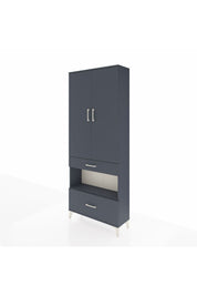 Arges Dolap 4 Raflı 2 Çekmeceli 2 Kapaklı 88x30x221 Antrasit-Antrasit