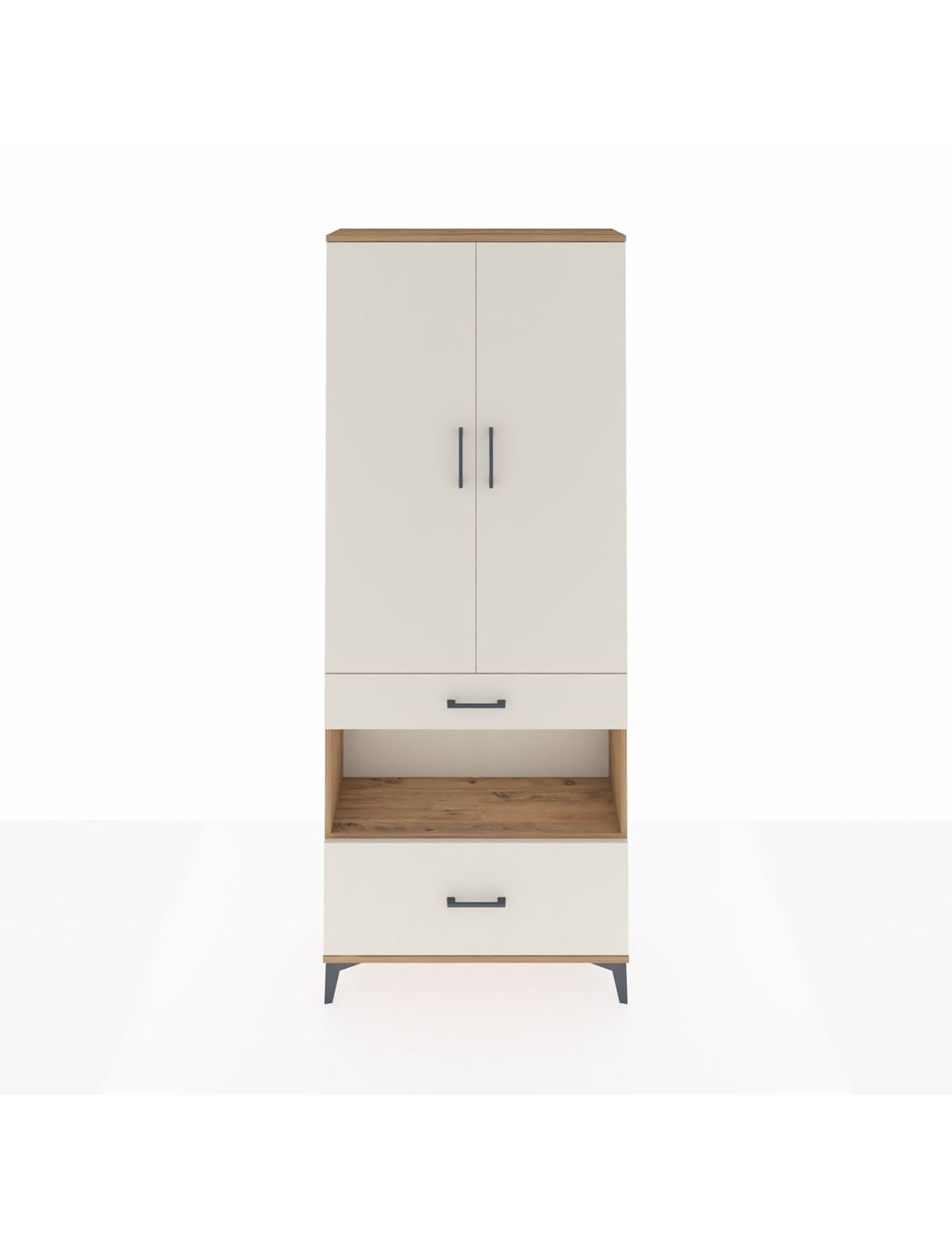 Arges Dolap 4 Raflı 2 Çekmeceli 2 Kapaklı 88x30x221 Çam-Aytaşı