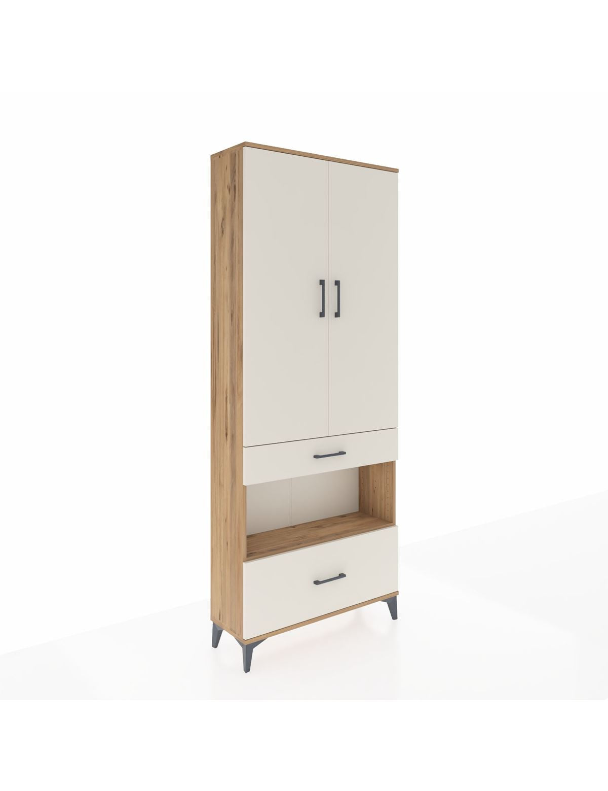 Arges Dolap 4 Raflı 2 Çekmeceli 2 Kapaklı 88x30x221 Çam-Aytaşı