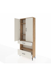 Arges Dolap 4 Raflı 2 Çekmeceli 2 Kapaklı 88x30x221 Çam-Aytaşı