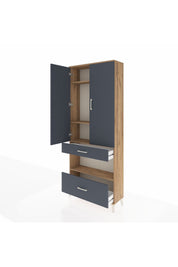 Arges Dolap 4 Raflı 2 Çekmeceli 2 Kapaklı 88x30x221 Çam-Antrasit
