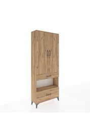 Arges Dolap 4 Raflı 2 Çekmeceli 2 Kapaklı 88x30x221 Çam-Çam