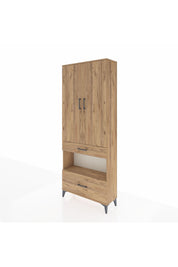 Arges Dolap 4 Raflı 2 Çekmeceli 2 Kapaklı 88x30x221 Çam-Çam