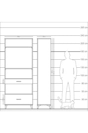 Arges Dolap 4 Raflı 2 Çekmeceli 88x30x221 - S30M102V1A