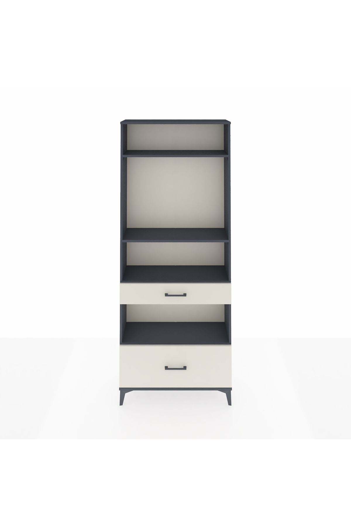 Arges Dolap 4 Raflı 2 Çekmeceli 88x30x221 Antrasit-Aytaşı