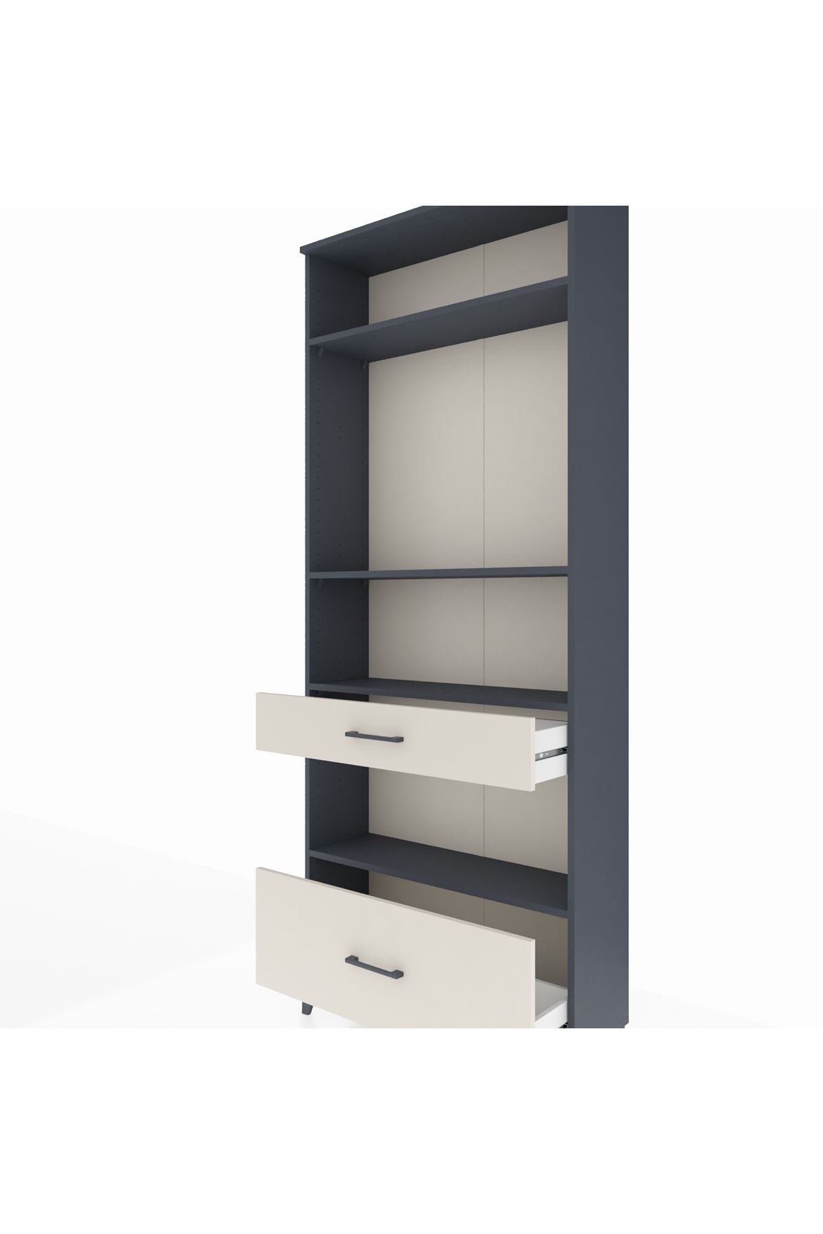 Arges Dolap 4 Raflı 2 Çekmeceli 88x30x221 Antrasit-Aytaşı