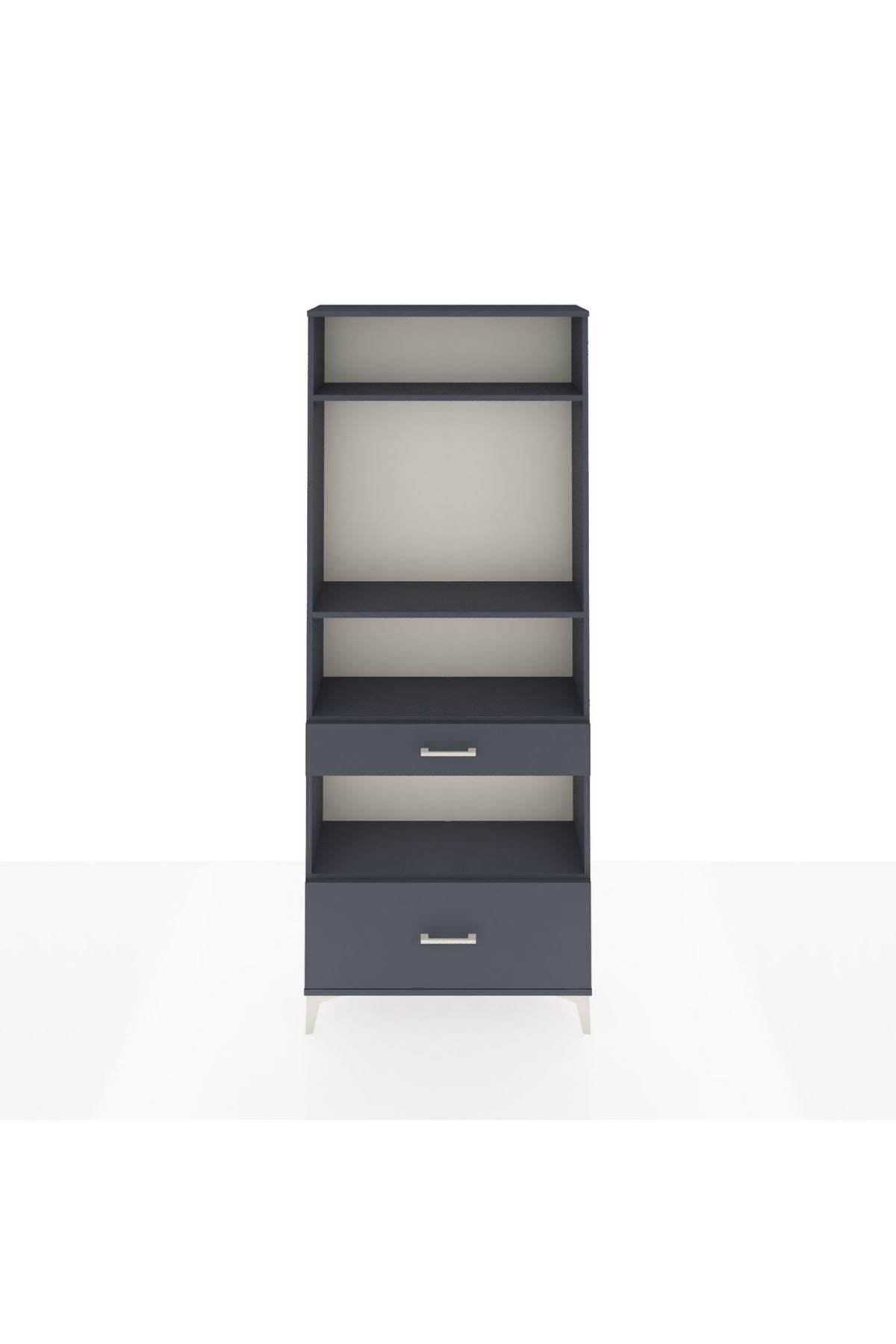 Arges Dolap 4 Raflı 2 Çekmeceli 88x30x221 Antrasit-Antrasit