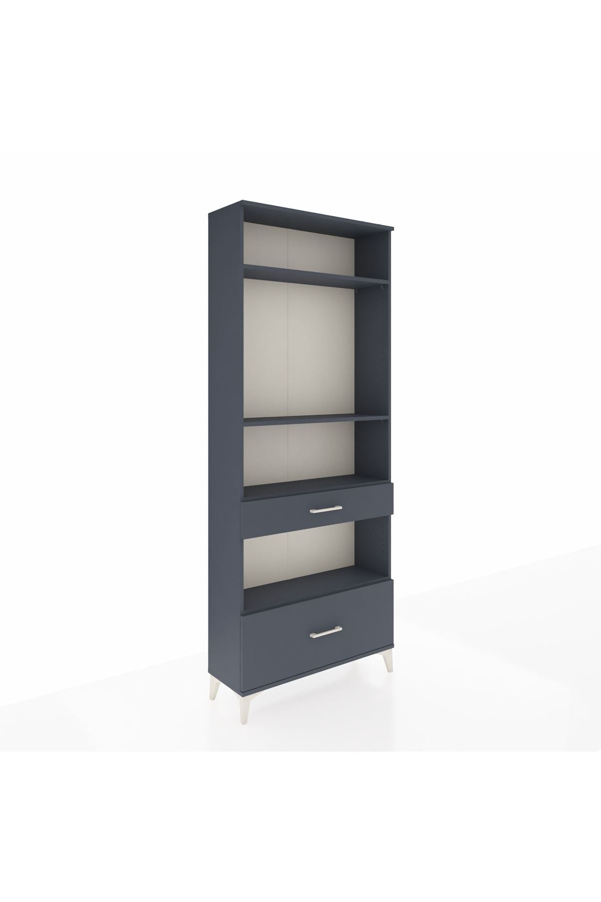 Arges Dolap 4 Raflı 2 Çekmeceli 88x30x221 Antrasit-Antrasit