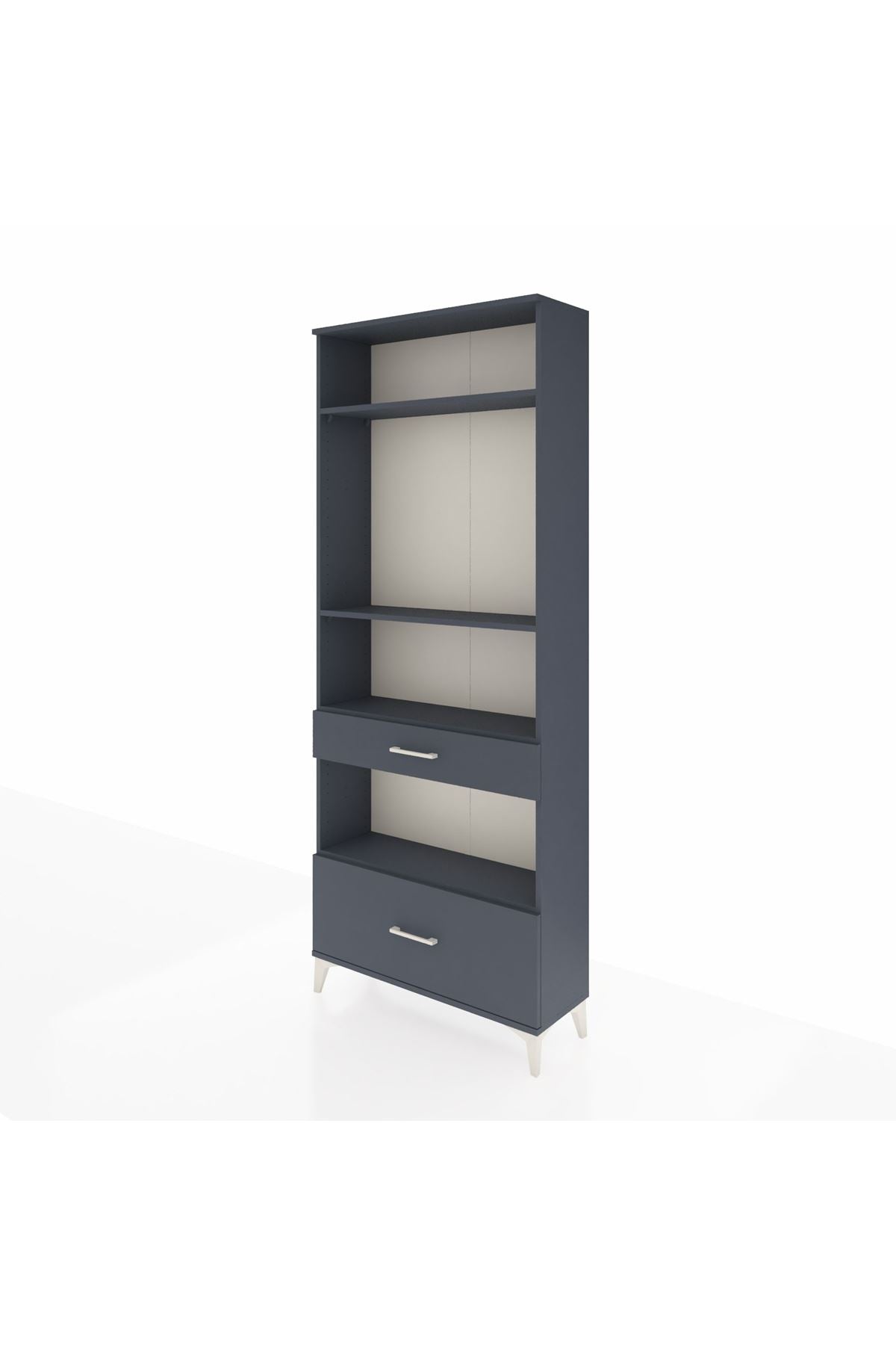 Arges Dolap 4 Raflı 2 Çekmeceli 88x30x221 Antrasit-Antrasit