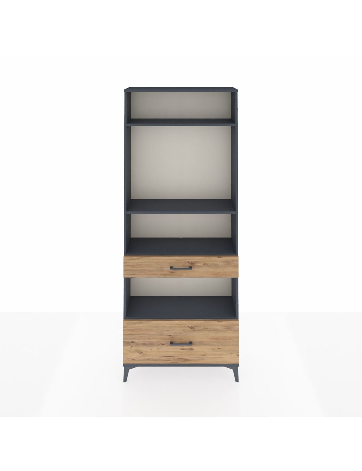 Arges Dolap 4 Raflı 2 Çekmeceli 88x30x221 Antrasit-Çam