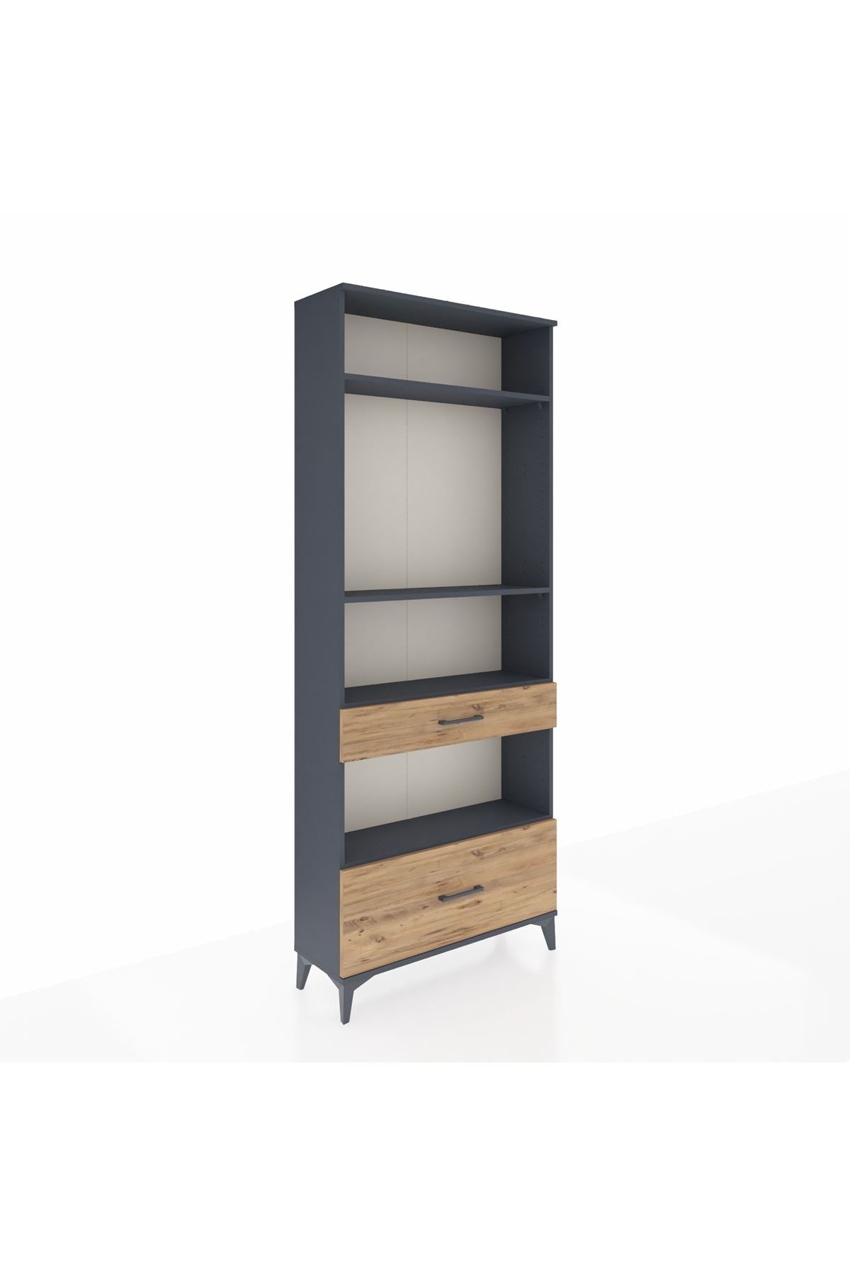 Arges Dolap 4 Raflı 2 Çekmeceli 88x30x221 Antrasit-Çam