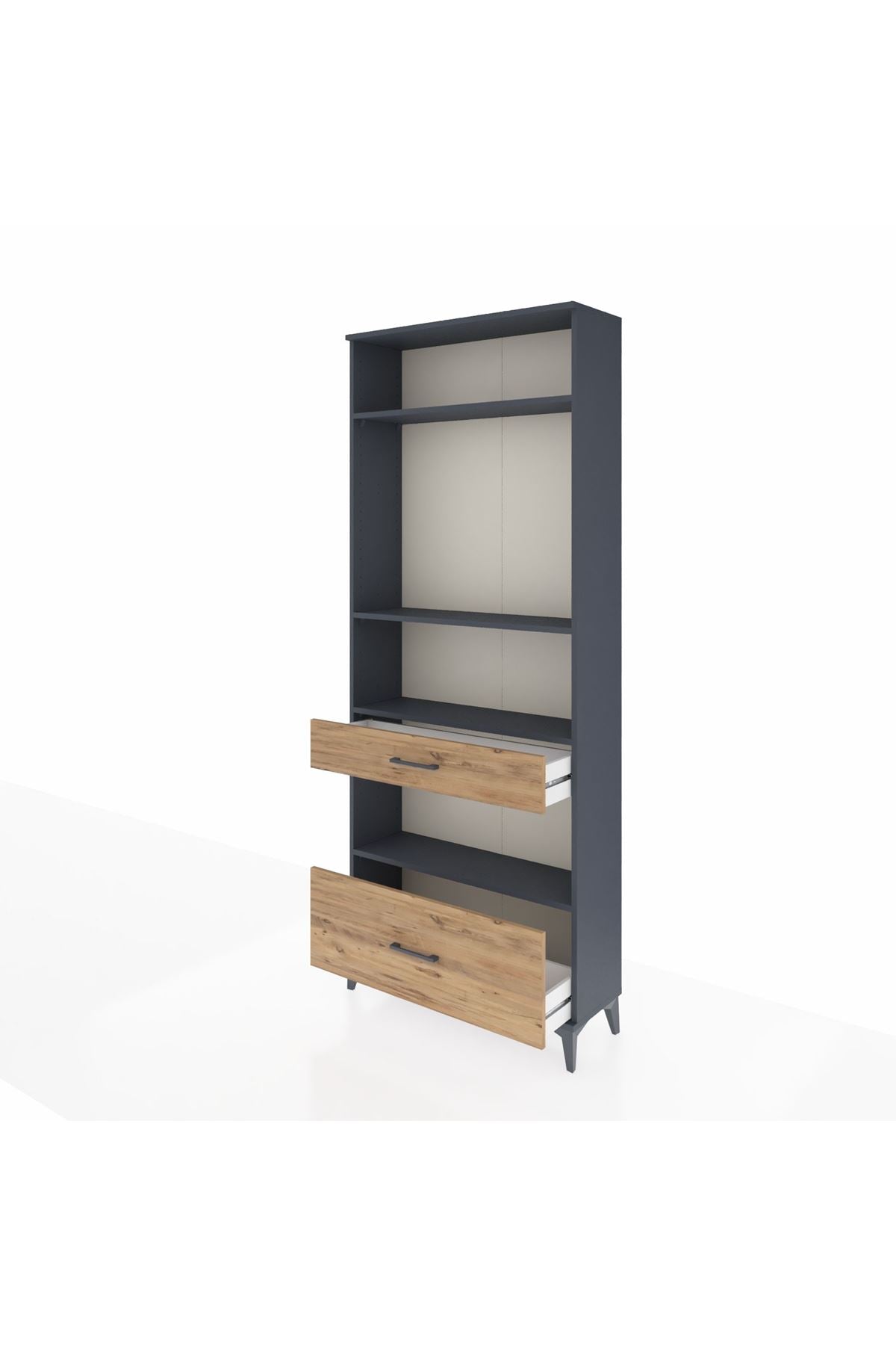 Arges Dolap 4 Raflı 2 Çekmeceli 88x30x221 Antrasit-Çam