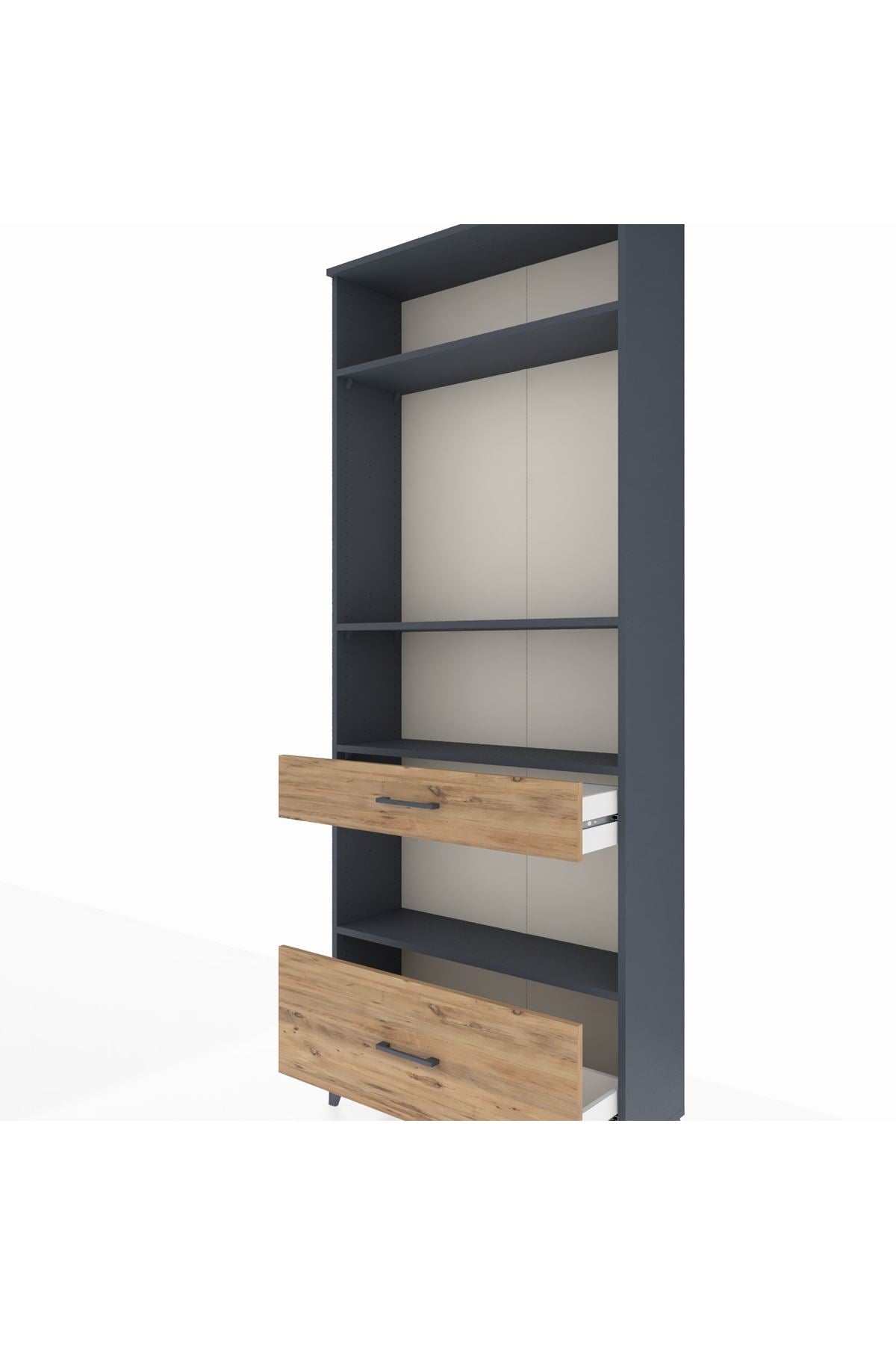 Arges Dolap 4 Raflı 2 Çekmeceli 88x30x221 Antrasit-Çam