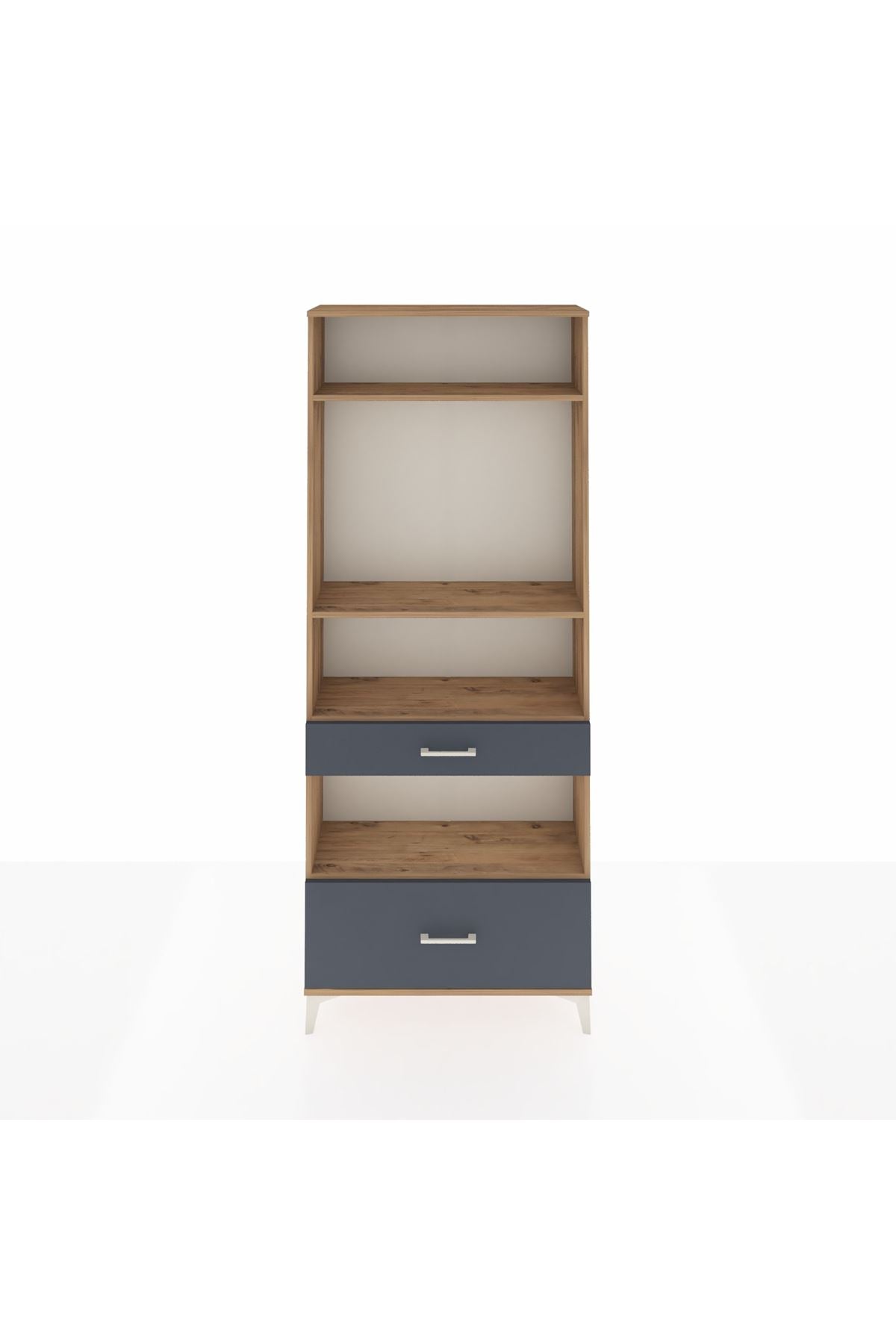 Arges Dolap 4 Raflı 2 Çekmeceli 88x30x221 Çam-Antrasit