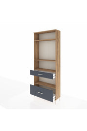 Arges Dolap 4 Raflı 2 Çekmeceli 88x30x221 Çam-Antrasit