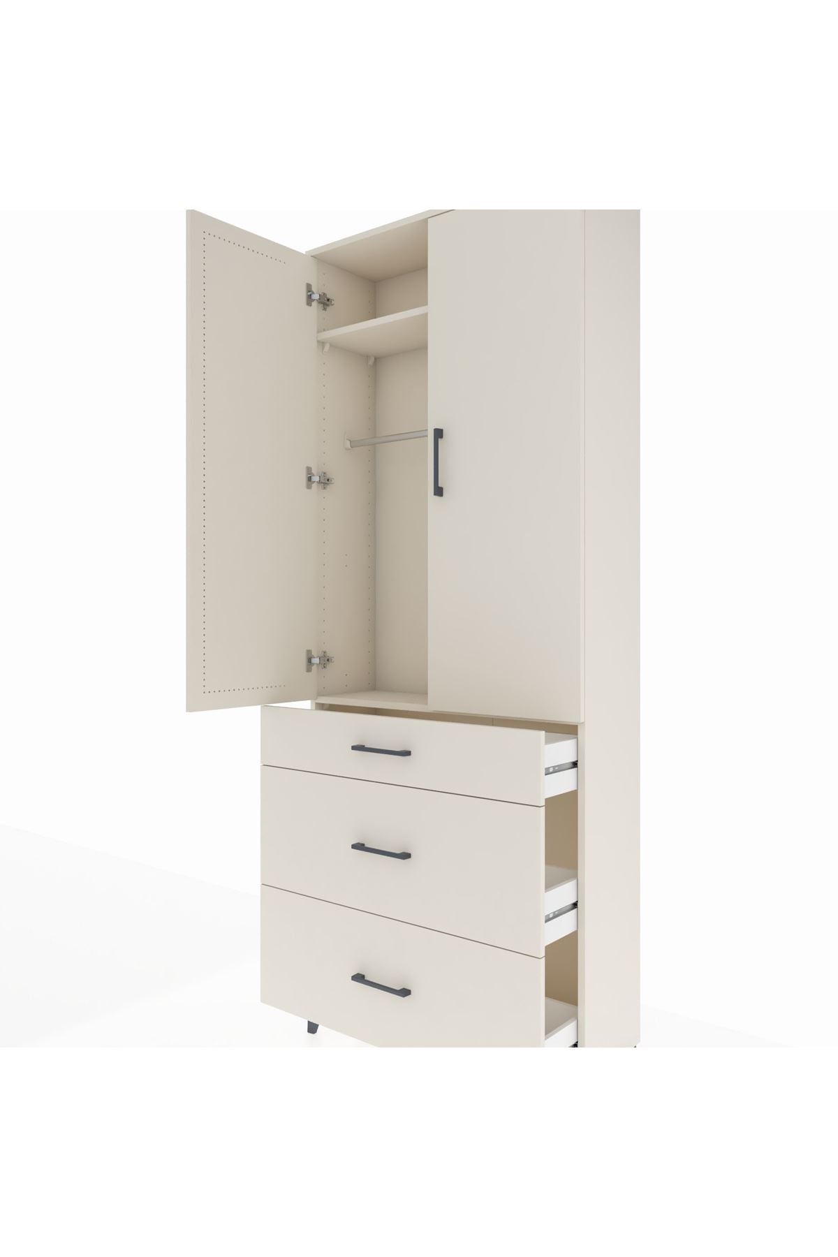 Arges Dolap 2 Raflı 3 Çekmeceli Tek Askılı 88x30x221 Aytaşı-Aytaşı