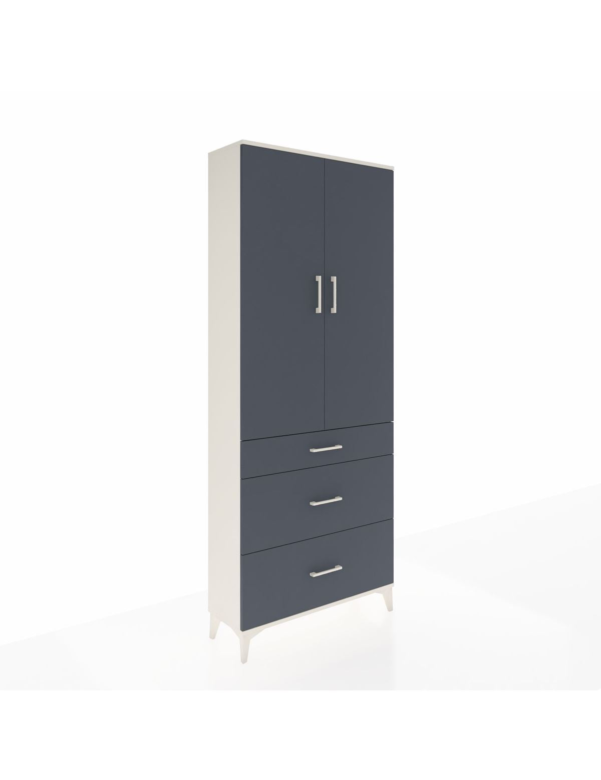 Arges Dolap 2 Raflı 3 Çekmeceli Tek Askılı 88x30x221 Aytaşı-Antrasit