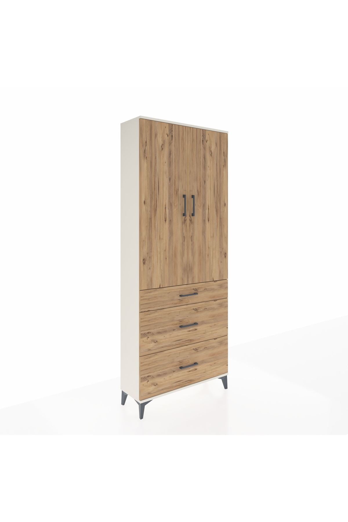 Arges Dolap 2 Raflı 3 Çekmeceli Tek Askılı 88x30x221 Aytaşı-Çam