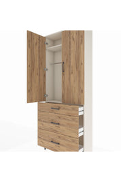 Arges Dolap 2 Raflı 3 Çekmeceli Tek Askılı 88x30x221 Aytaşı-Çam