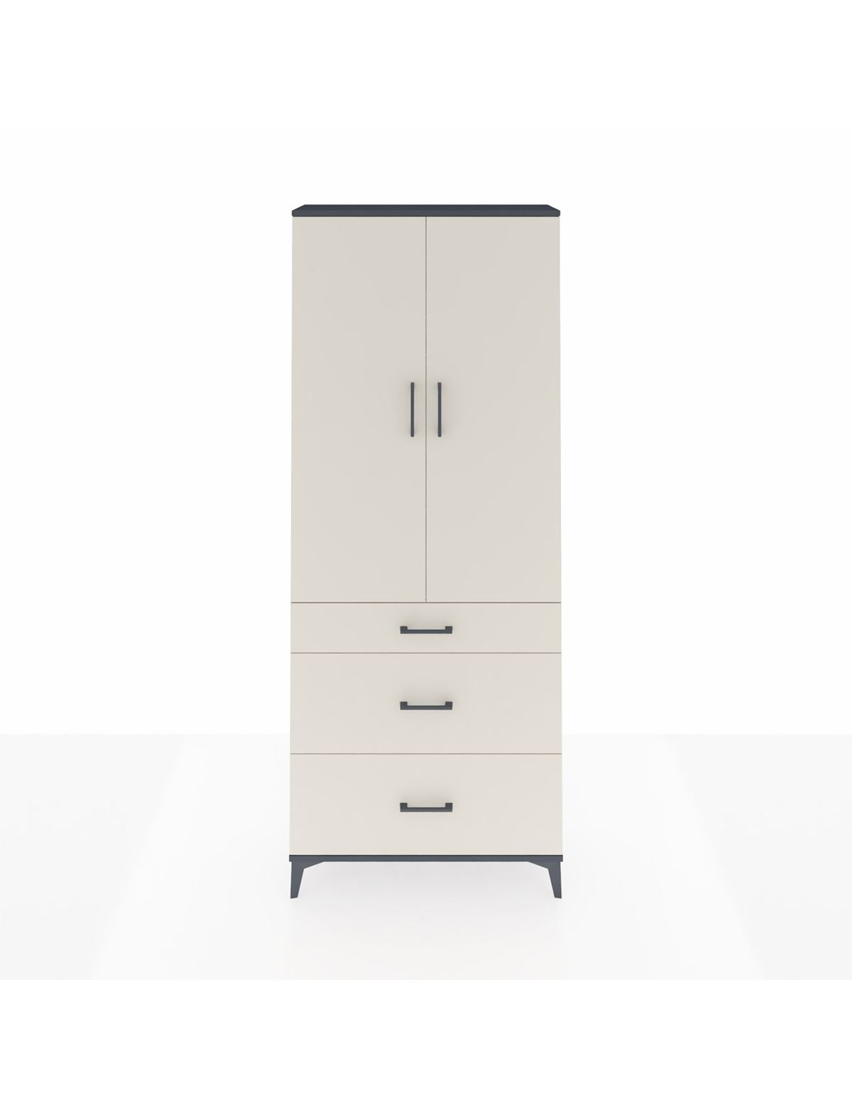 Arges Dolap 2 Raflı 3 Çekmeceli Tek Askılı 88x30x221 Antrasit-Aytaşı