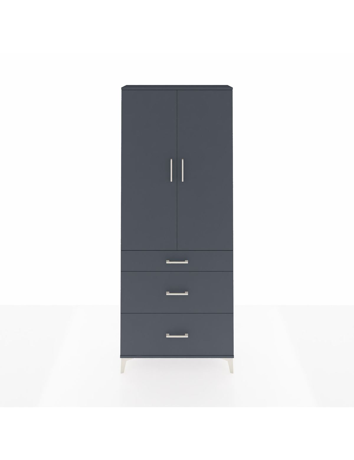 Arges Dolap 2 Raflı 3 Çekmeceli Tek Askılı 88x30x221 Antrasit-Antrasit